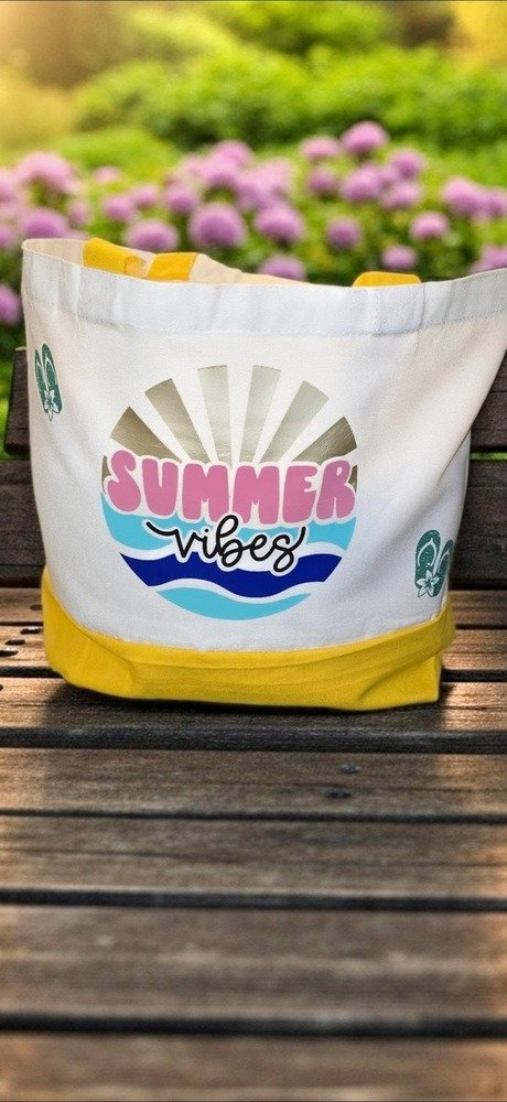 Custom Color-Blocked Canvas Tote Bag